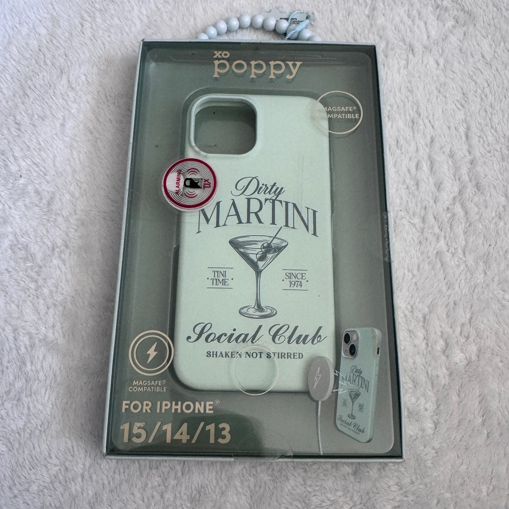 XO Poppy Dirty Martini Social Club for iPhone 15 14 13 MagSafe Case Green NIP